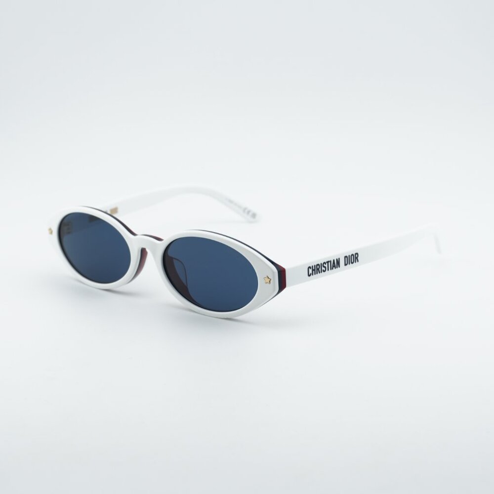 Dior DIORPACIFIC R1F 50B0 Sunglasses White Oval Frame, Blue Lenses